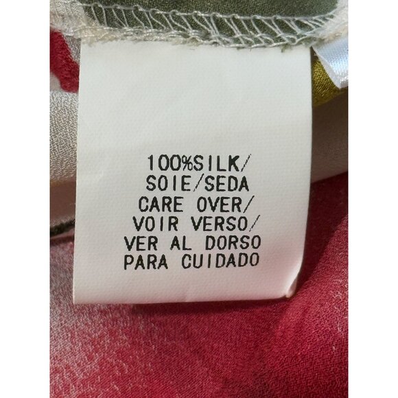 Due Per Due Women's 14W Top Silk Long Sleeve Button-Up Blouse Floral White Red - Picture 7 of 8